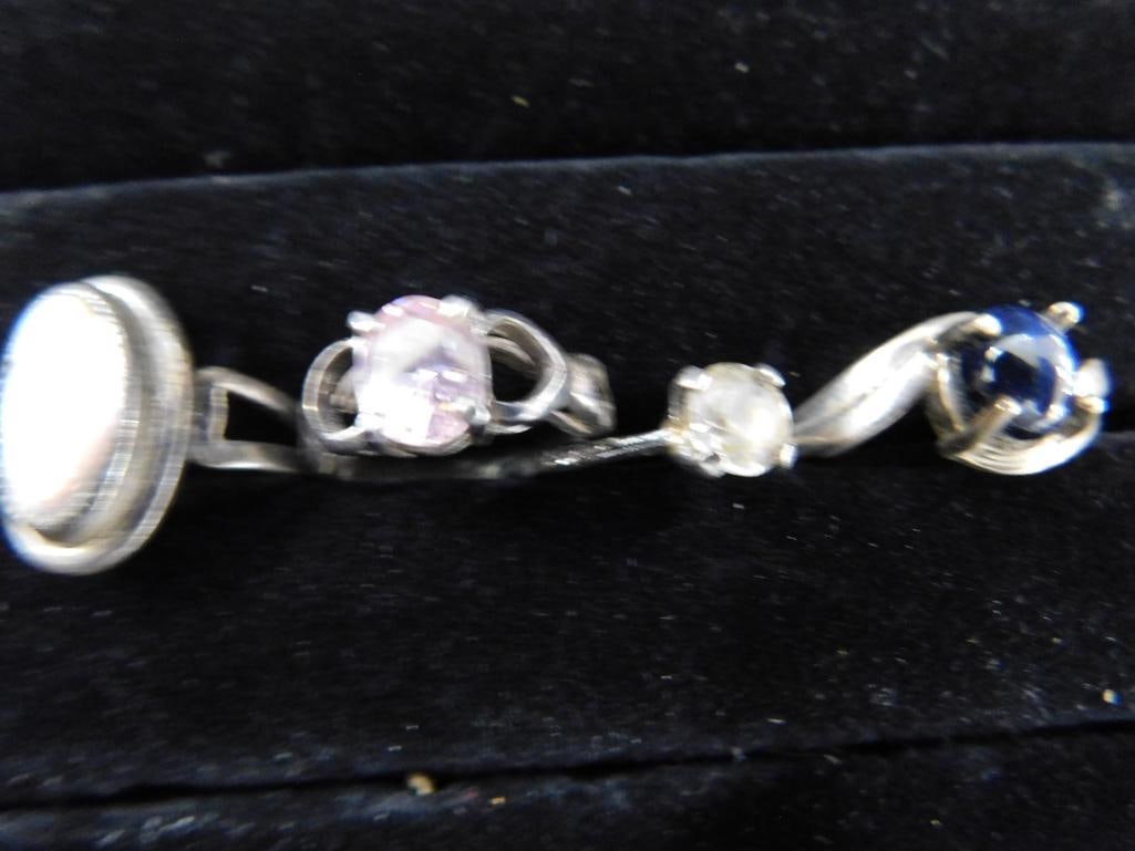 Sterling Silver - 4 Rings - Sizes 1-5.5 - 2-6 - 1-8 - 12.7 Grams TW - 12
