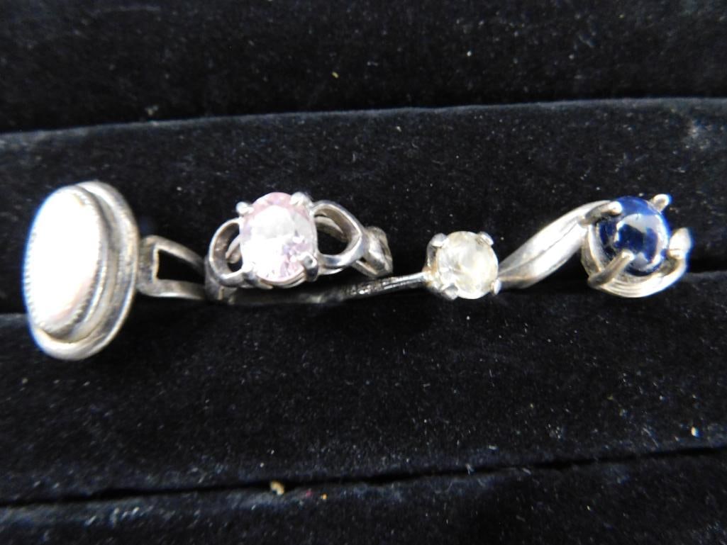 Sterling Silver - 4 Rings - Sizes 1-5.5 - 2-6 - 1-8 - 12.7 Grams TW - 13
