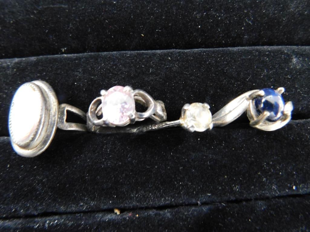 Sterling Silver - 4 Rings - Sizes 1-5.5 - 2-6 - 1-8 - 12.7 Grams TW - 14