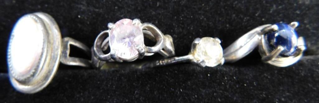 Sterling Silver - 4 Rings - Sizes 1-5.5 - 2-6 - 1-8 - 12.7 Grams TW: See Photos For Condition and Details