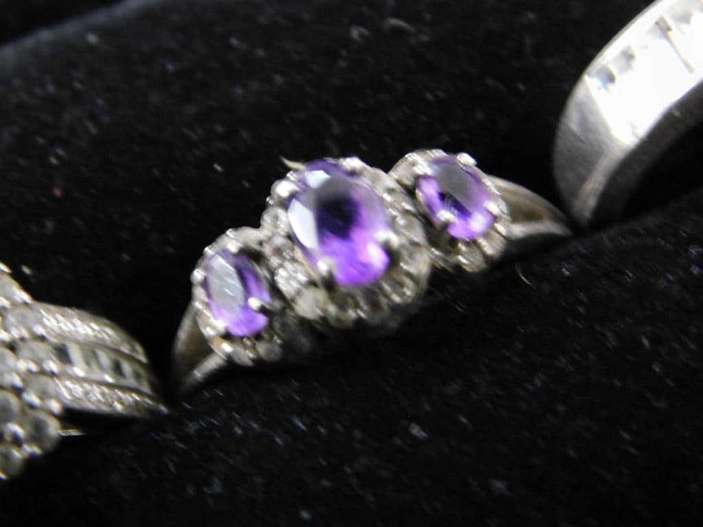 Sterling Silver - 4 Rings - All Size 7 - 14.4 Grams TW - 5