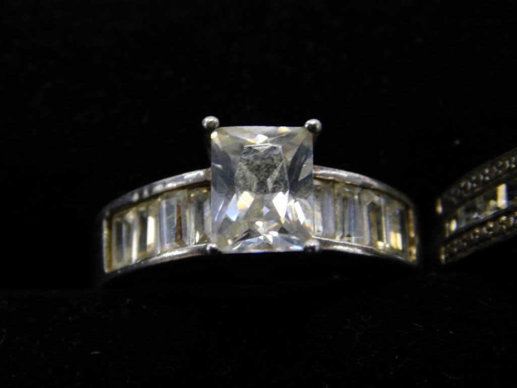 Sterling Silver - 4 Rings - All Size 7 - 14.4 Grams TW - 9