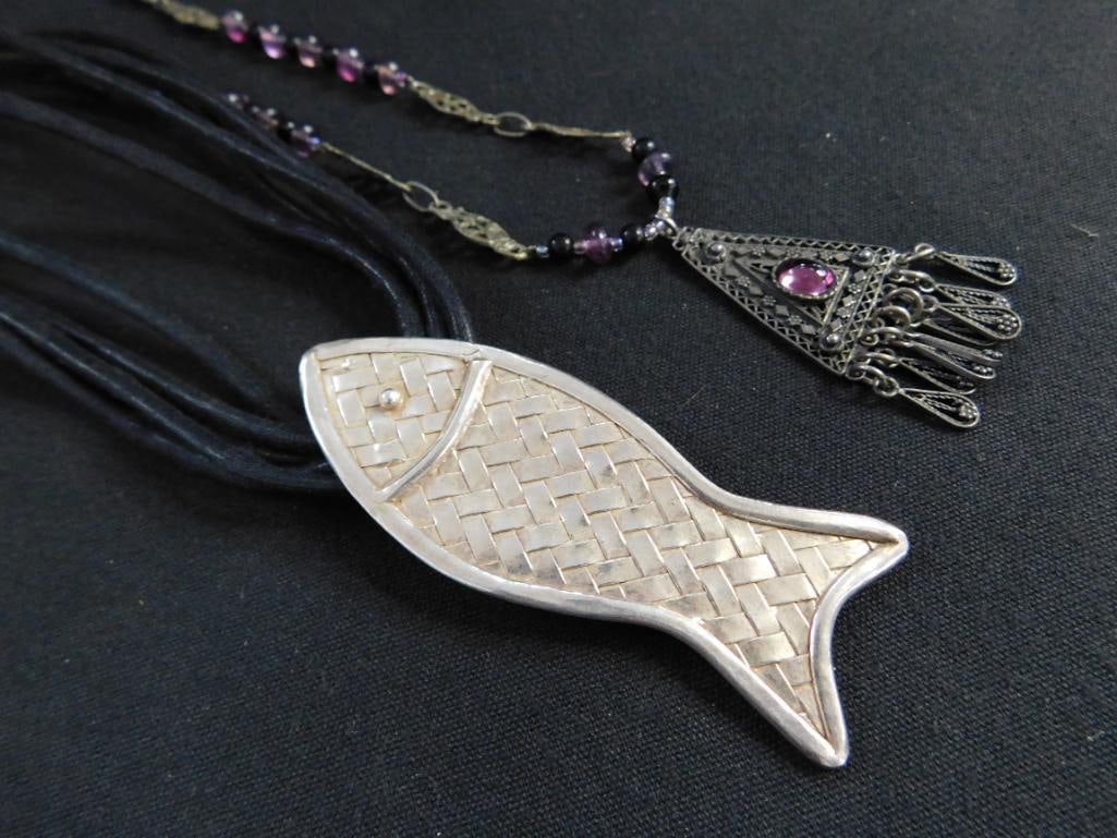 Sterling Silver - 2 Necklaces - 16" and 17" - 61.1 Grams TW - 7
