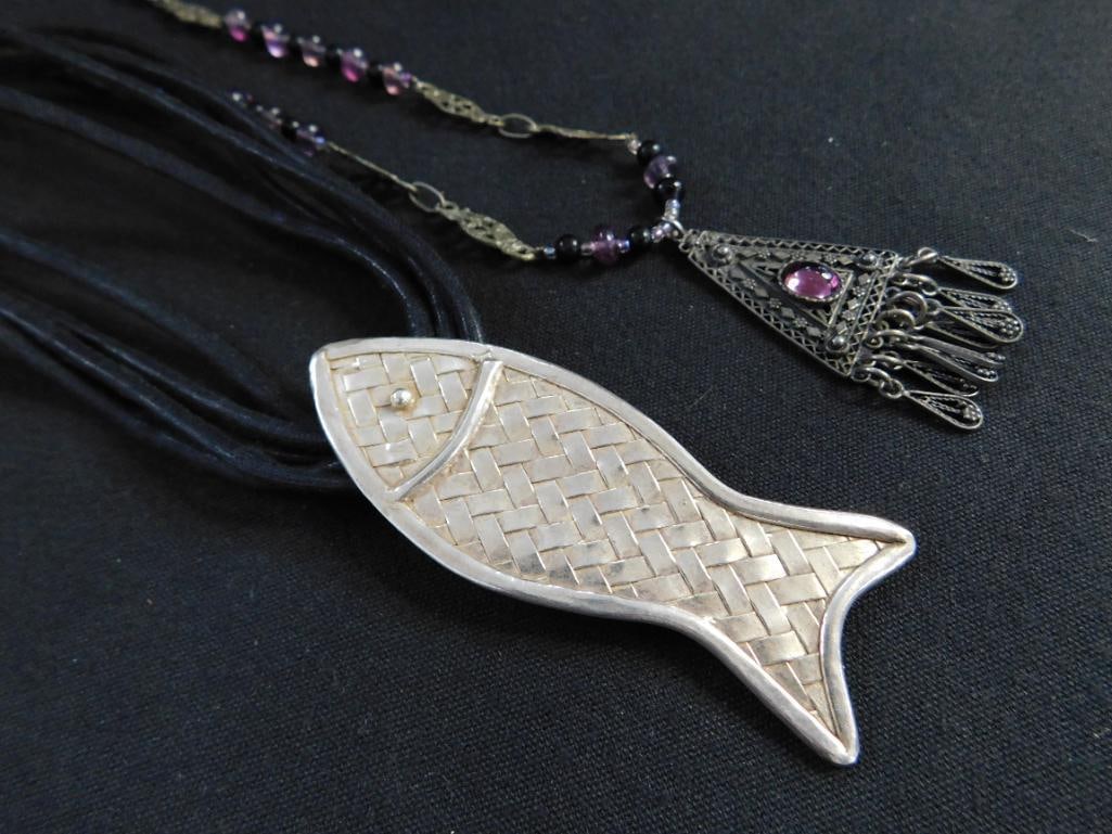 Sterling Silver - 2 Necklaces - 16" and 17" - 61.1 Grams TW - 8