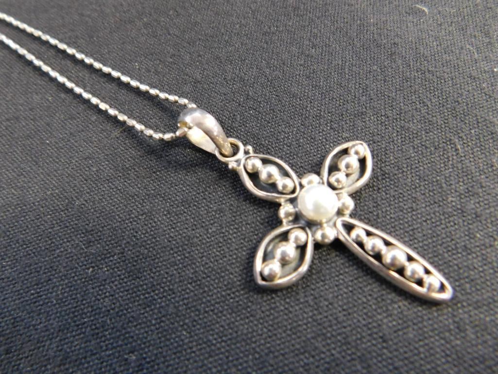 Sterling Silver - 18" Silpada Cross Necklace - 10.8 Grams TW: See Photos For Condition and Details