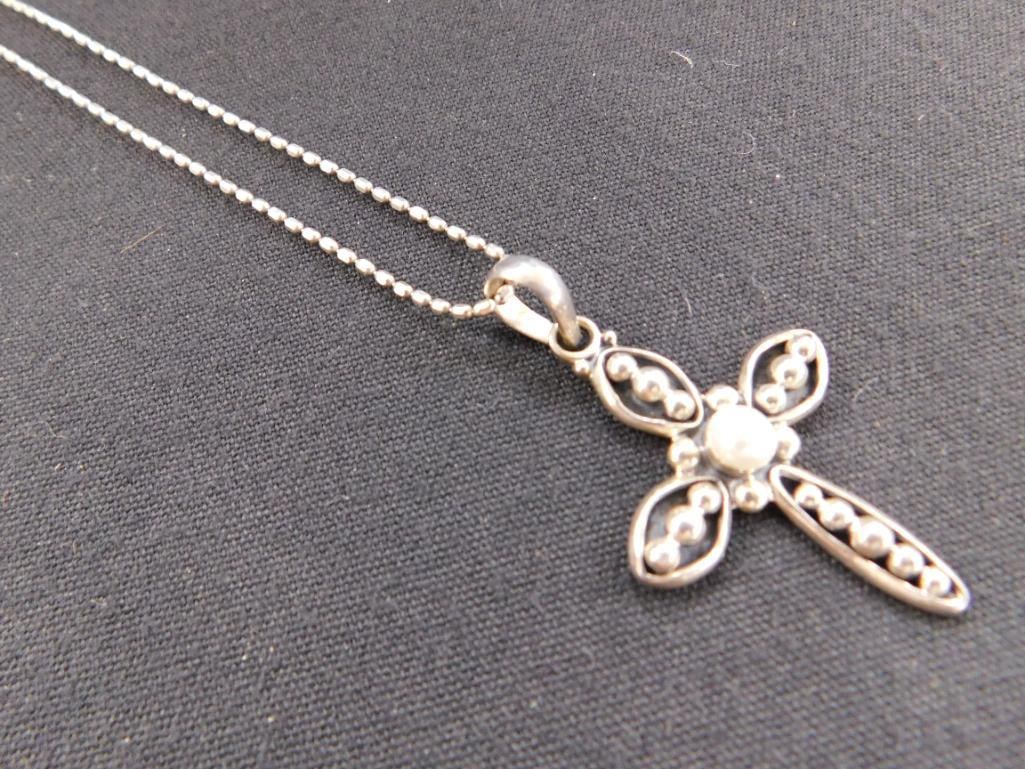 Sterling Silver - 18" Silpada Cross Necklace - 10.8 Grams TW - 8