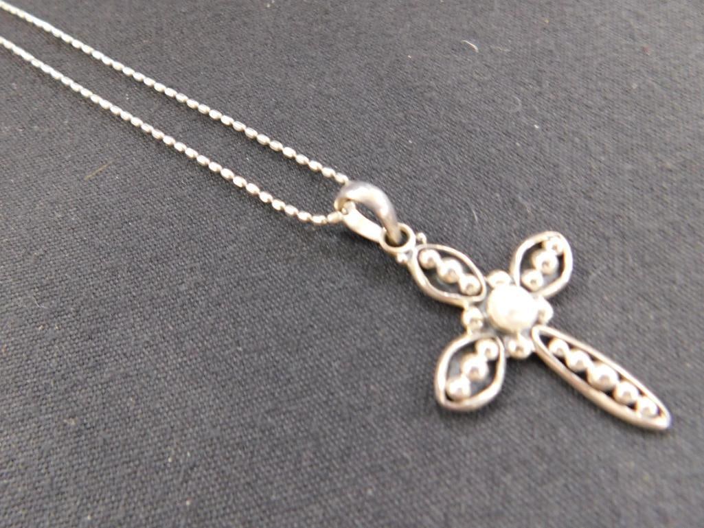 Sterling Silver - 18" Silpada Cross Necklace - 10.8 Grams TW - 9