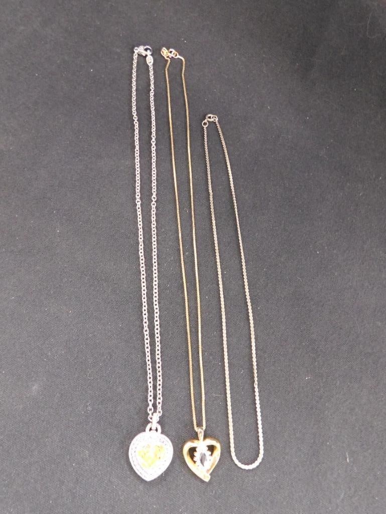 Sterling Silver - 3 Necklaces - 15"-17"- 18" - 19.8 Grams TW - 2