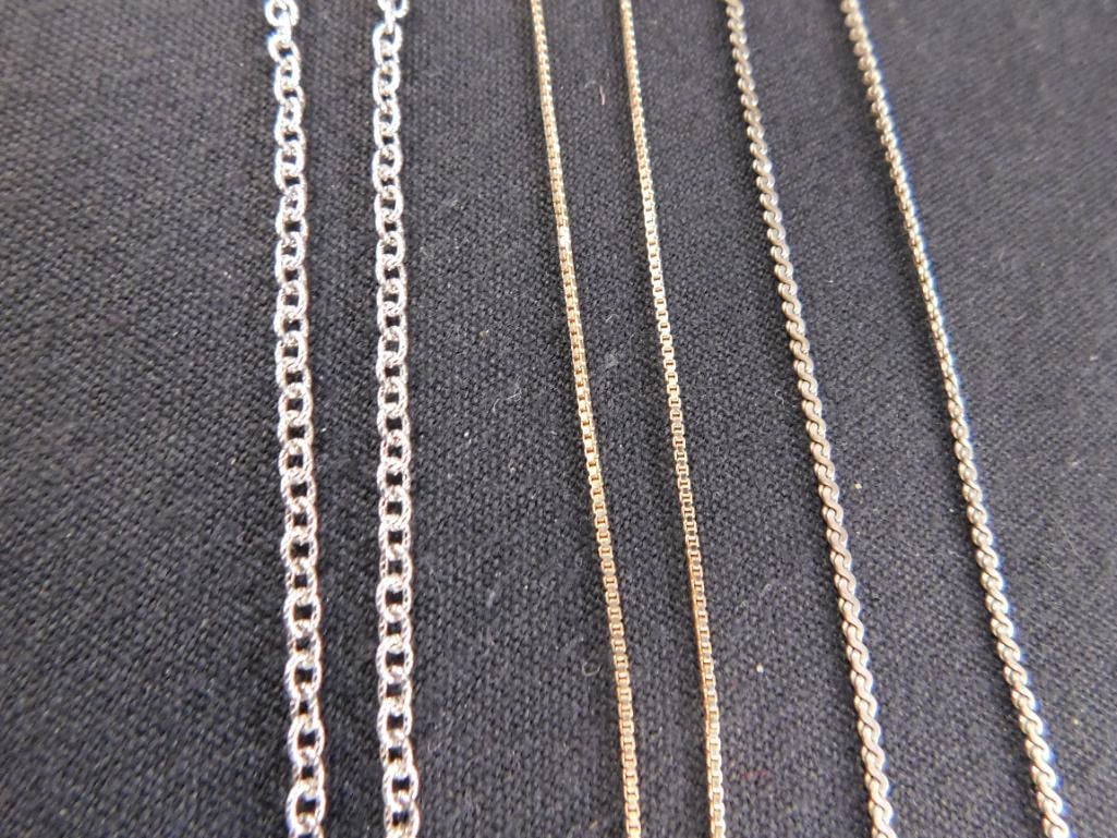 Sterling Silver - 3 Necklaces - 15"-17"- 18" - 19.8 Grams TW - 6