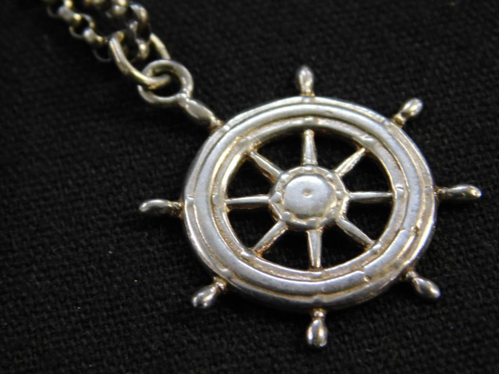 Sterling Silver - 16" Omega Chain Necklace - 24" Pendant Necklace - 34.6 Grams - 2