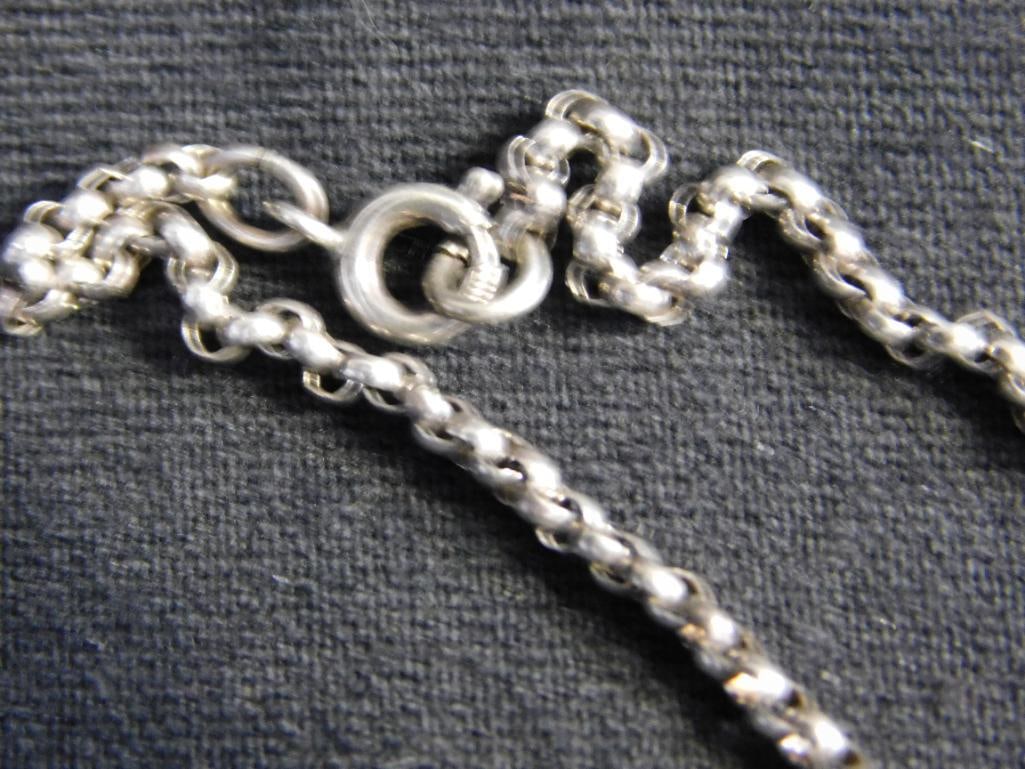 Sterling Silver - 16" Omega Chain Necklace - 24" Pendant Necklace - 34.6 Grams - 3