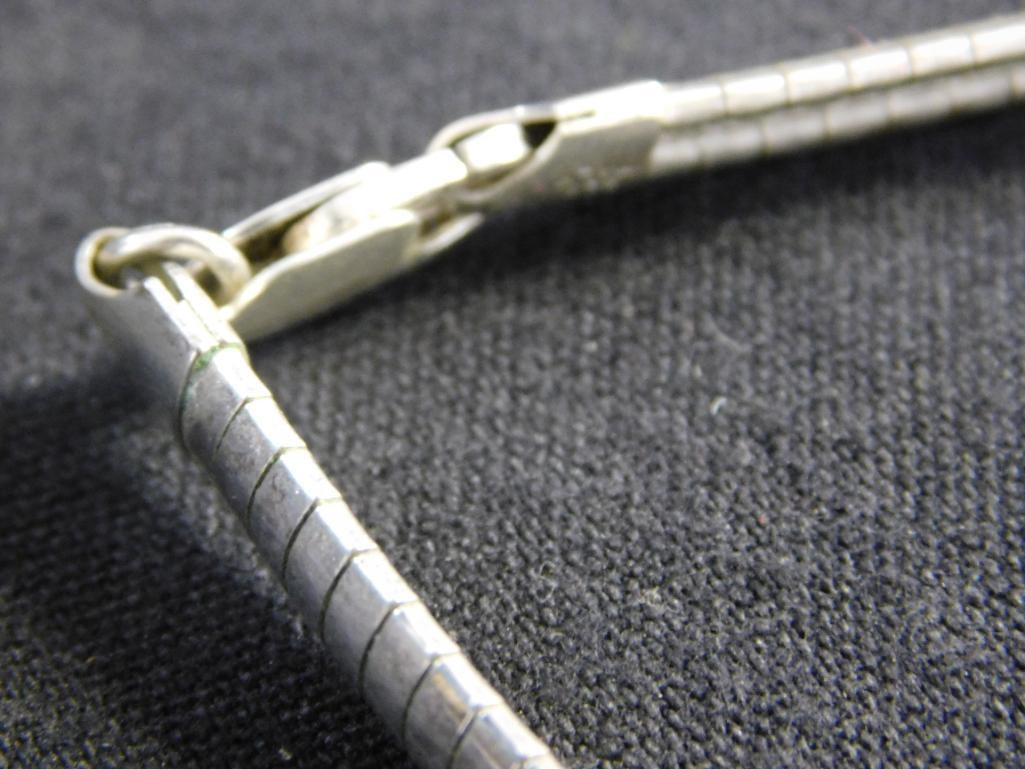 Sterling Silver - 16" Omega Chain Necklace - 24" Pendant Necklace - 34.6 Grams - 5