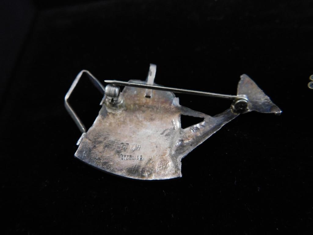 Sterling Silver - 2 Brooches and a Stick Pin - 17.5 Grams - 4