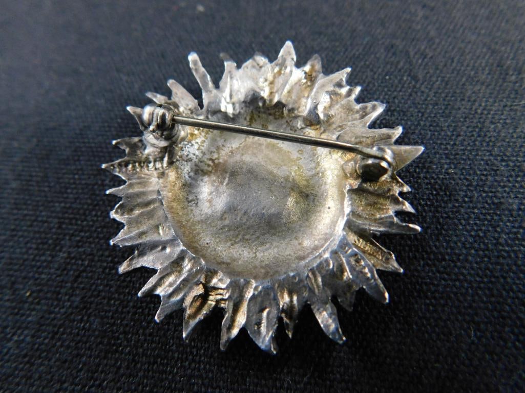 Sterling Silver - Brooch - Sunflower - Signed J.H. Breakell - 12.36 Grams - 4