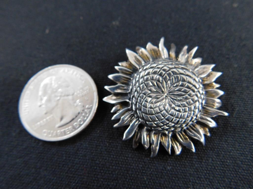 Sterling Silver - Brooch - Sunflower - Signed J.H. Breakell - 12.36 Grams - 5