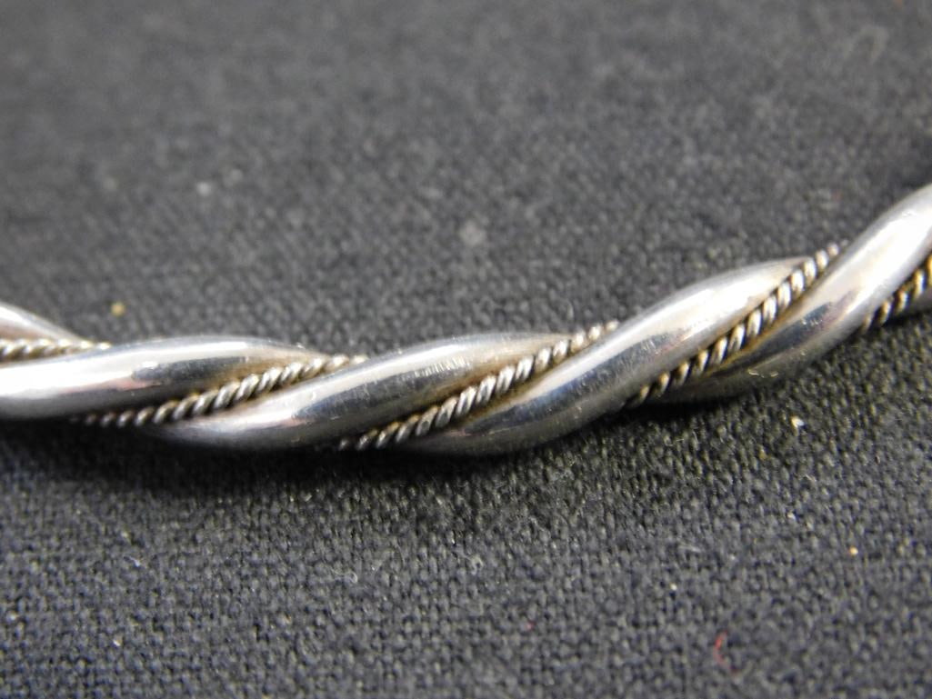 900 Silver - Bangle Bracelet - Double Twisted - 16.86 Grams - 2