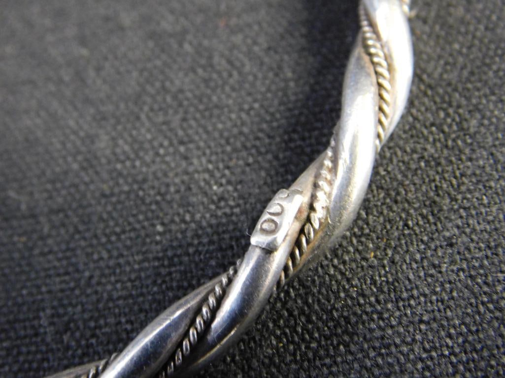 900 Silver - Bangle Bracelet - Double Twisted - 16.86 Grams - 3