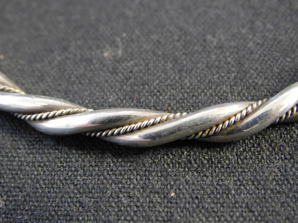 900 Silver - Bangle Bracelet - Double Twisted - 16.86 Grams - 4