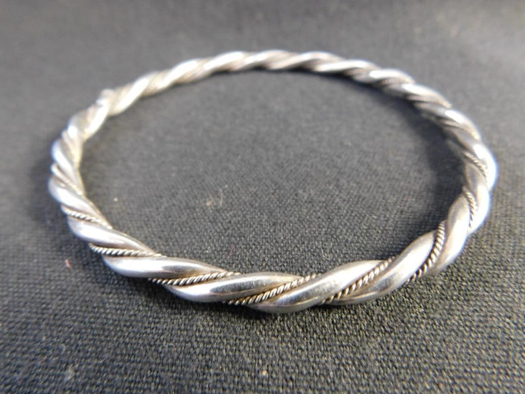 900 Silver - Bangle Bracelet - Double Twisted - 16.86 Grams - 5