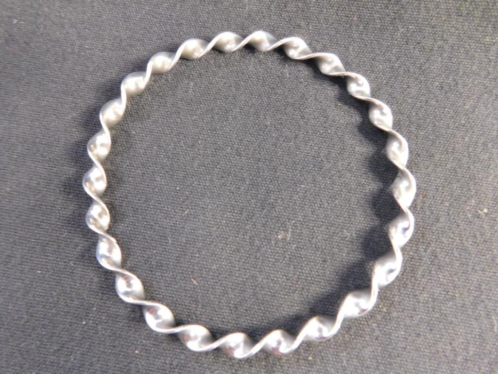 Sterling Silver - Bangle Bracelet - Twisted - 11.99 Grams - 6