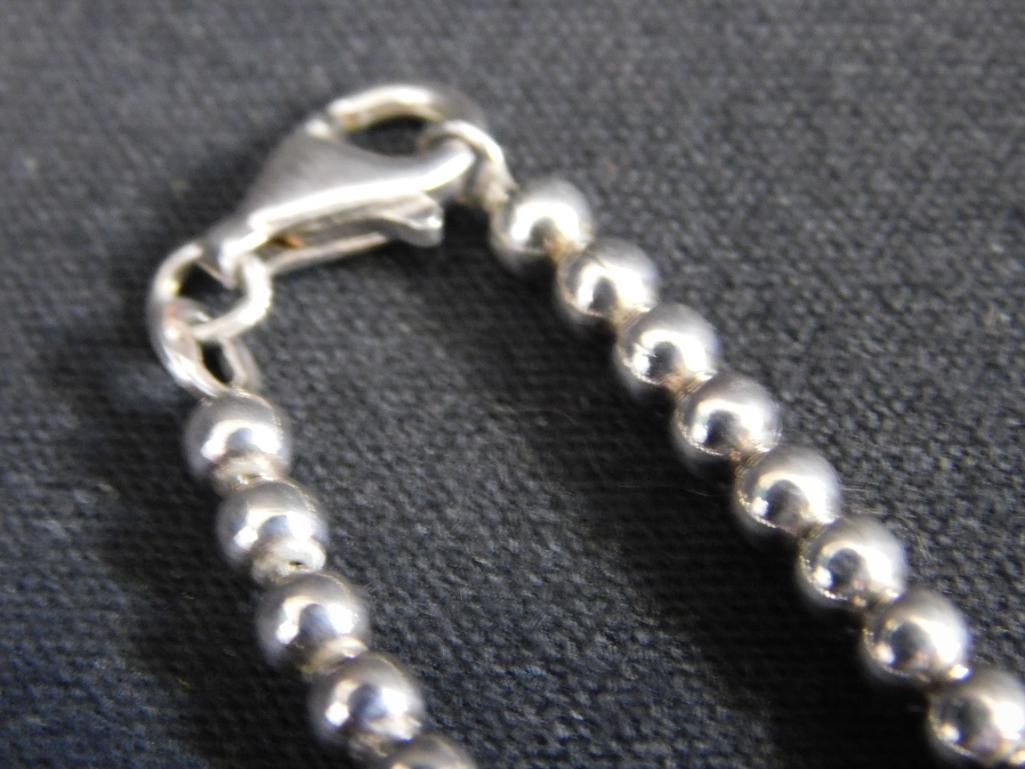 Sterling Silver - 18" Bead Necklace - 22.64 Grams - 3