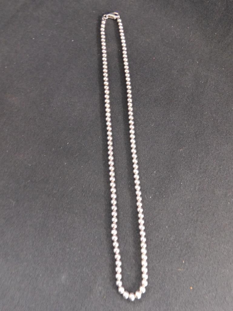 Sterling Silver - 18" Bead Necklace - 22.64 Grams - 4