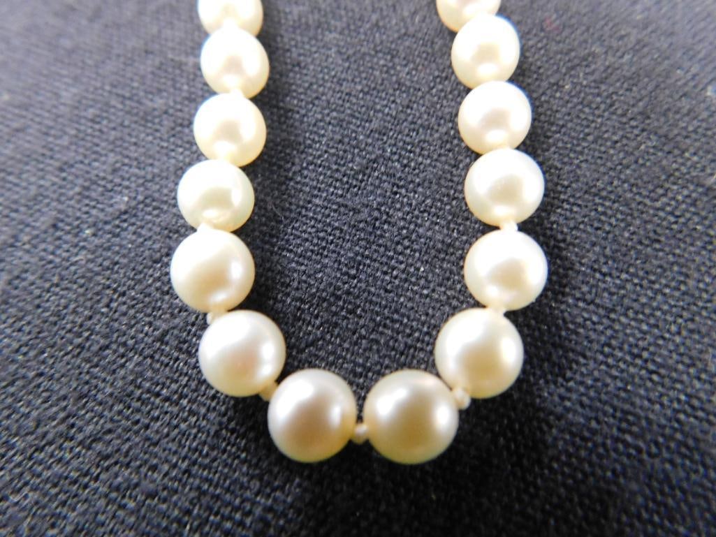 14K White Gold Clasp - Pearl Necklace - 14" - 2