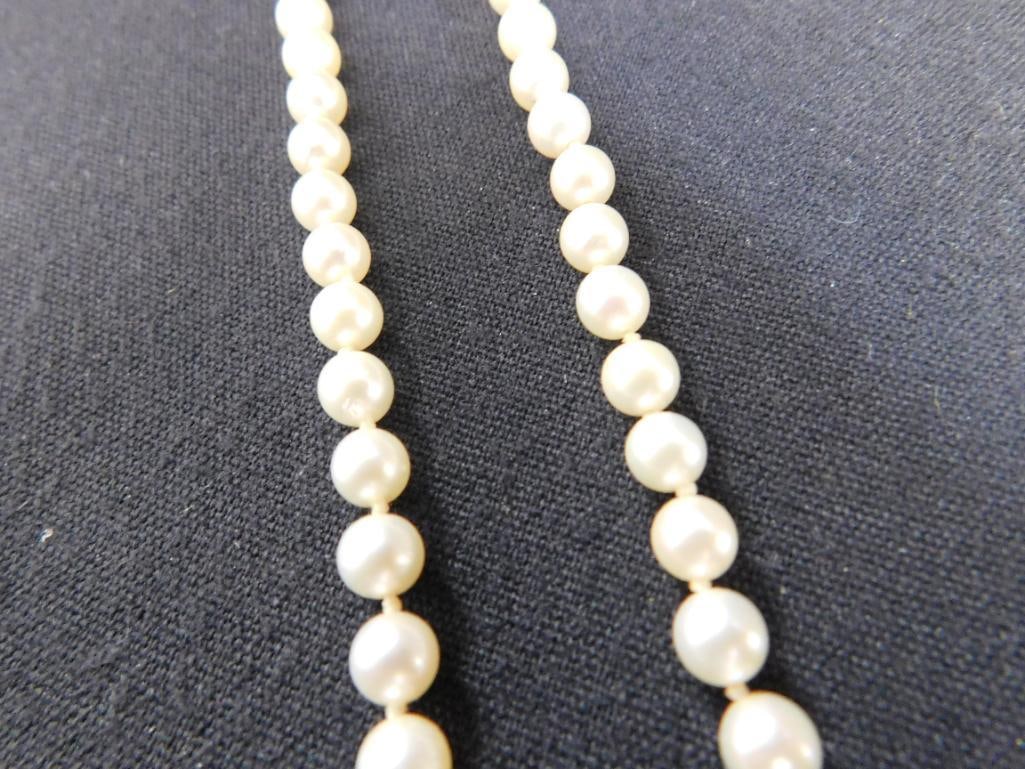14K White Gold Clasp - Pearl Necklace - 14" - 3