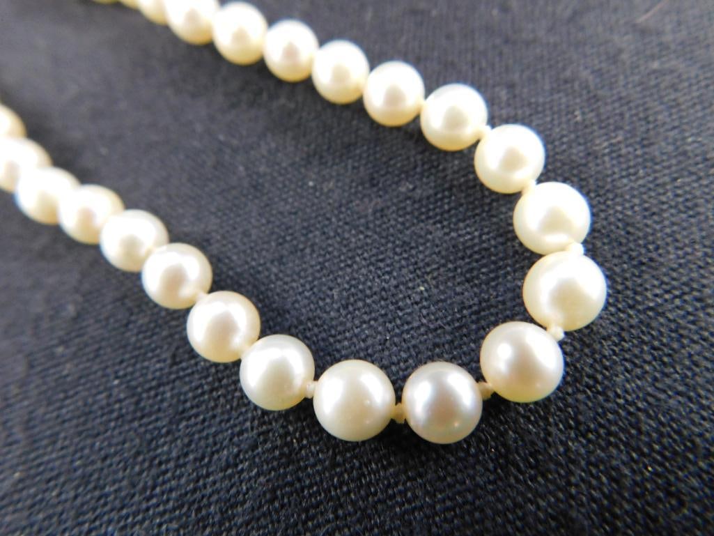 14K White Gold Clasp - Pearl Necklace - 14" - 6