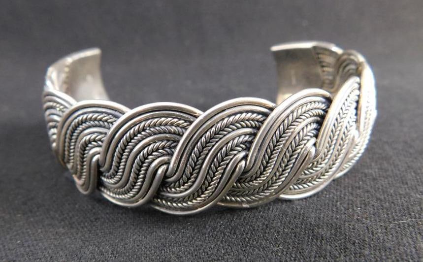 Sterling Silver - Cuff Bracelet - 52.1 Grams: See Photos For Condition and Details