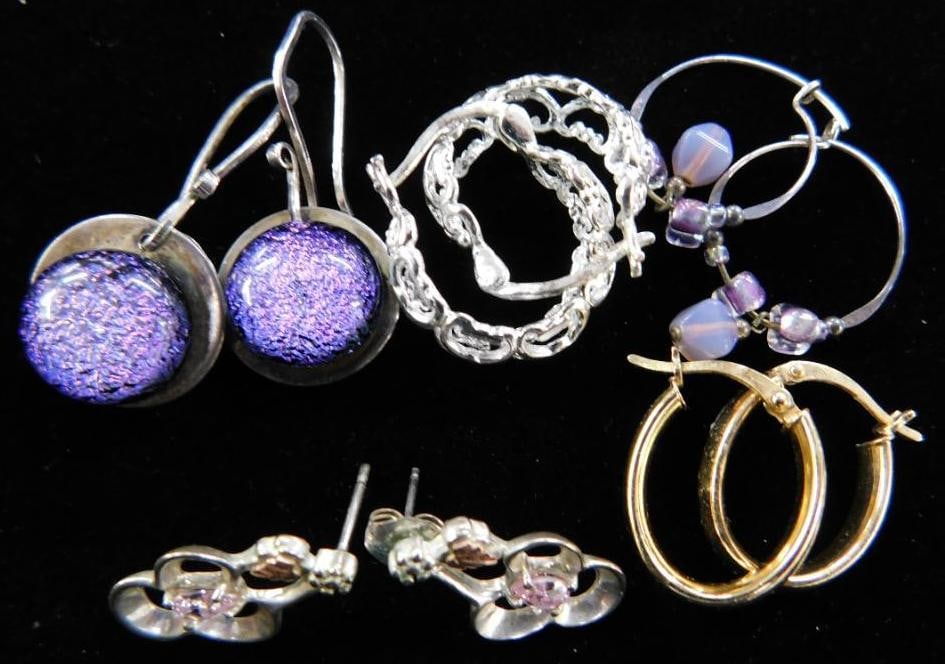Sterling Silver - 5 Pairs of Pierced Earrings - 15.3 Grams TW: See Photos For Condition and Details