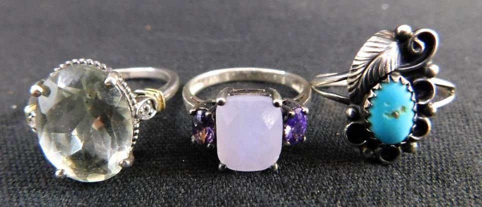 Sterling Silver - 3 Rings - Sizes 7-7-9 - 10.3 Grams TW (1 of 8)