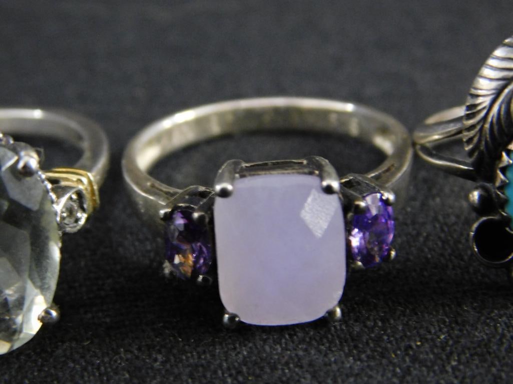 Sterling Silver - 3 Rings - Sizes 7-7-9 - 10.3 Grams TW - 3