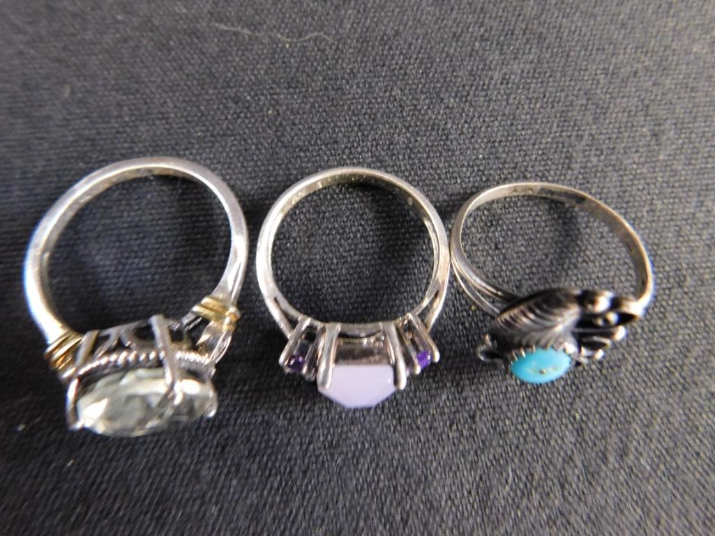 Sterling Silver - 3 Rings - Sizes 7-7-9 - 10.3 Grams TW - 5