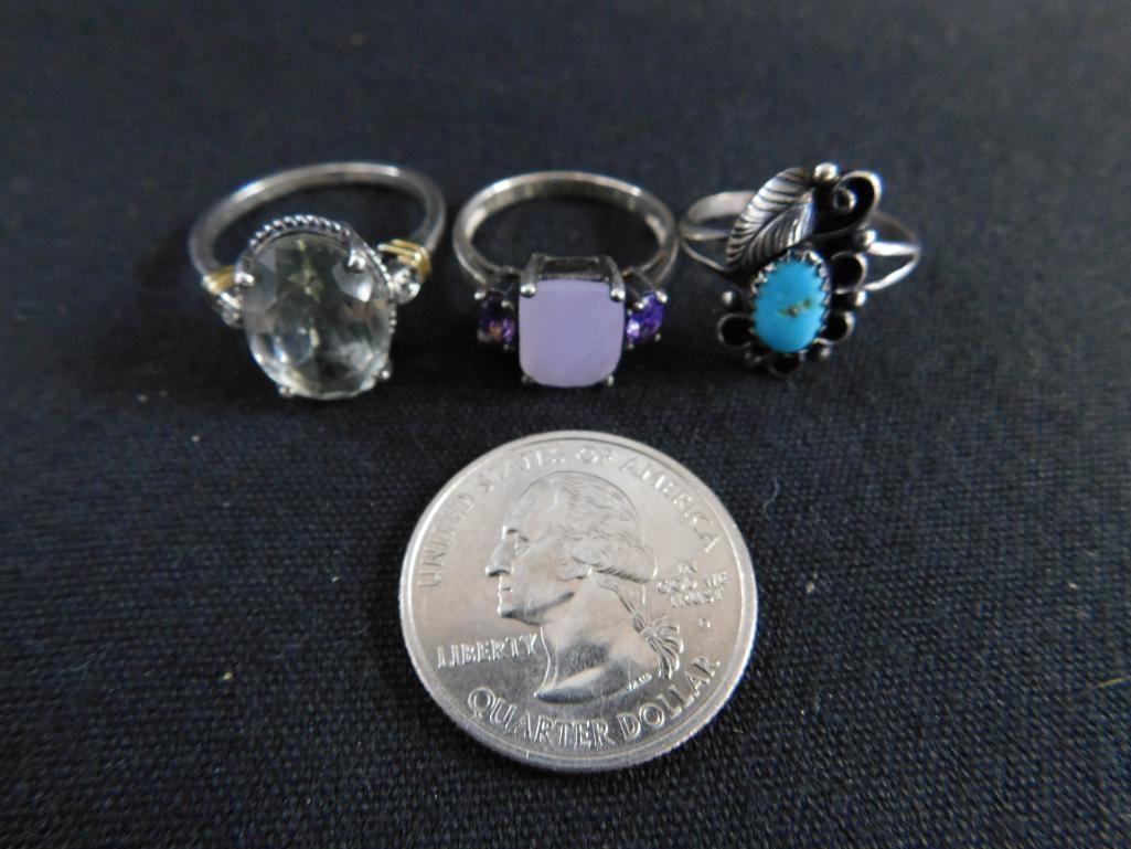 Sterling Silver - 3 Rings - Sizes 7-7-9 - 10.3 Grams TW - 6