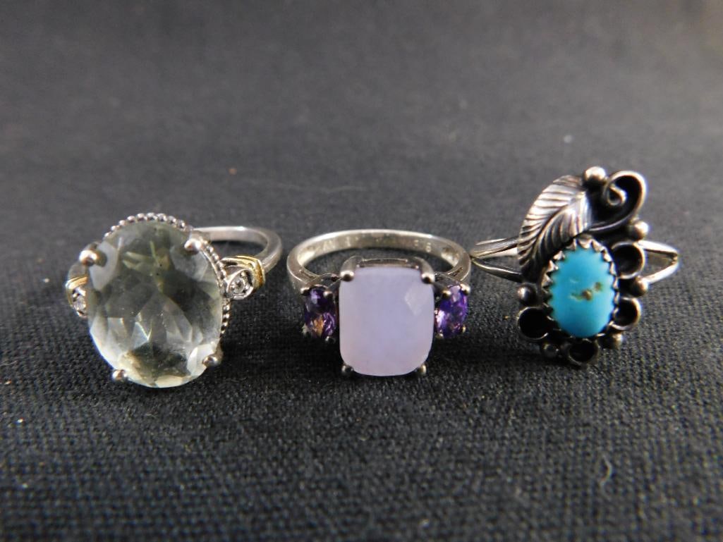 Sterling Silver - 3 Rings - Sizes 7-7-9 - 10.3 Grams TW - 7
