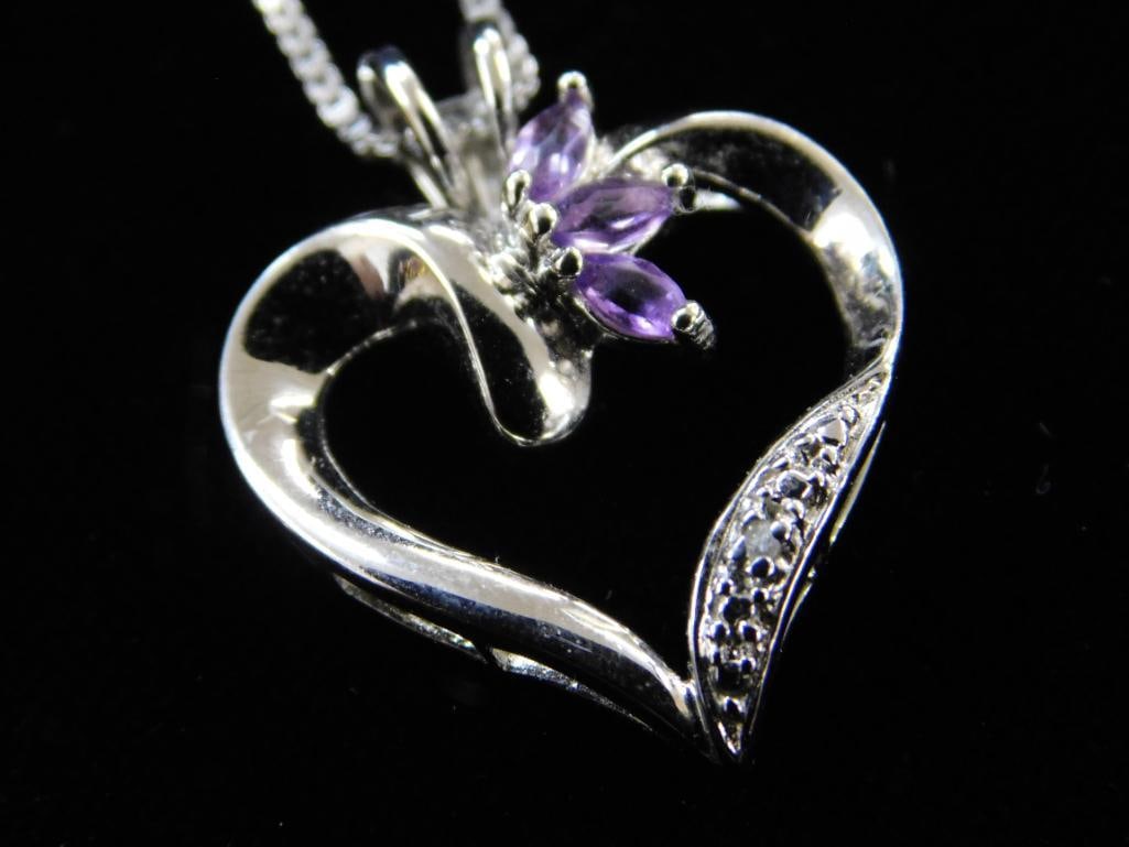 Sterling Silver - 2-18" Necklaces and a Gold Plated Heart Pendant - 18.8 Grams TW - 5