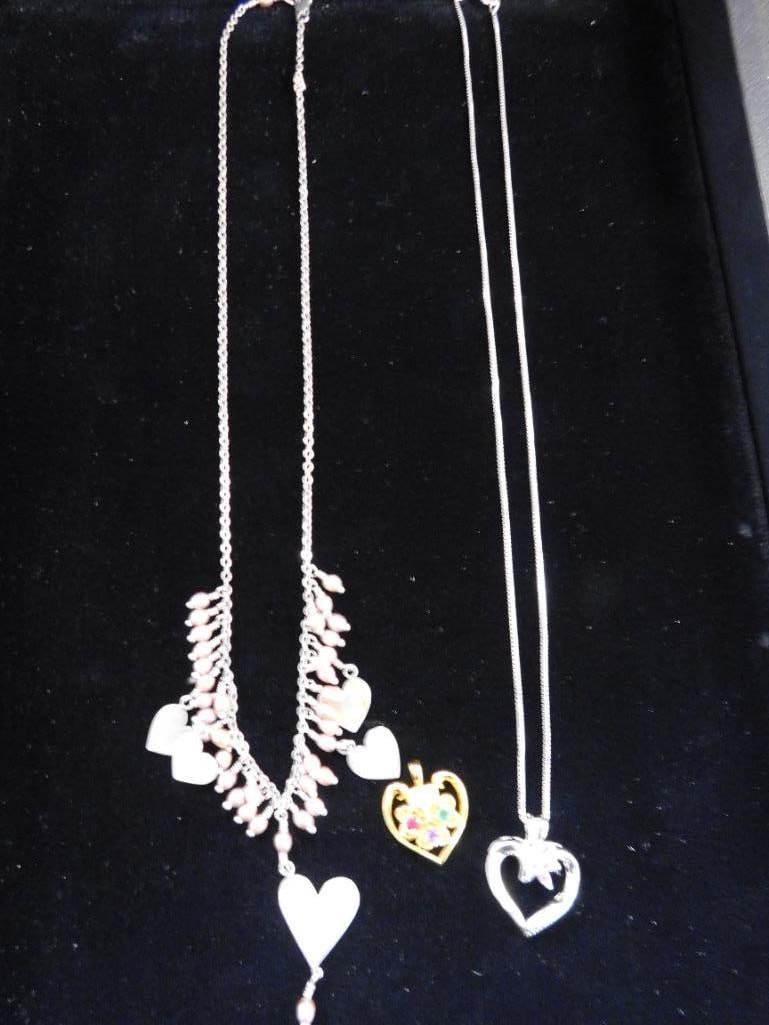 Sterling Silver - 2-18" Necklaces and a Gold Plated Heart Pendant - 18.8 Grams TW - 6