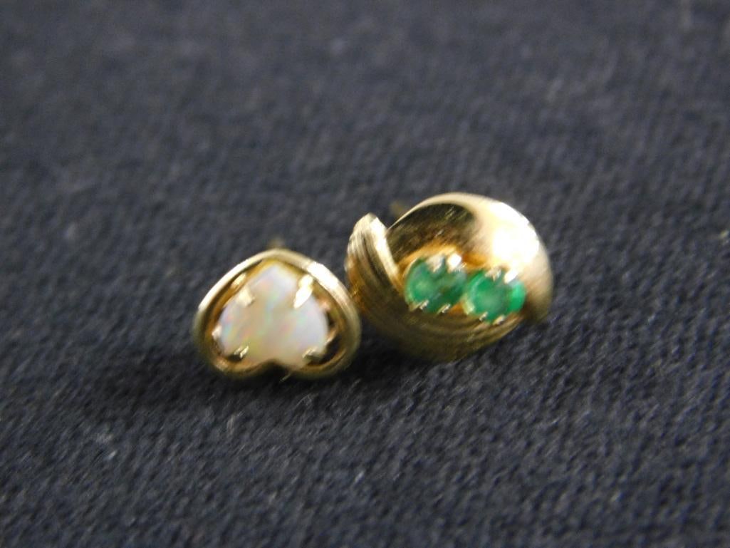 14K Yellow Gold - 2 Single Earrings - .46 Grams TW - 4