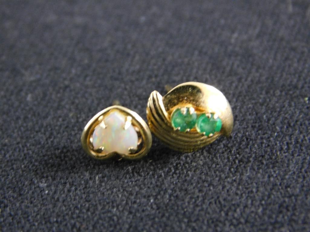 14K Yellow Gold - 2 Single Earrings - .46 Grams TW - 5