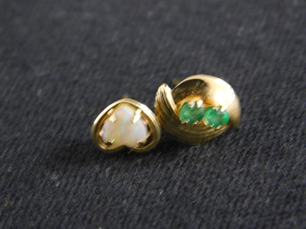 14K Yellow Gold - 2 Single Earrings - .46 Grams TW - 6