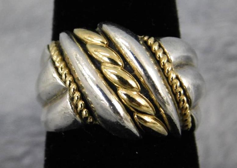 Sterling Silver and 14K Yellow Gold - Ring - Size 7 - 8.9 Grams TW: See Photos For Condition and Details