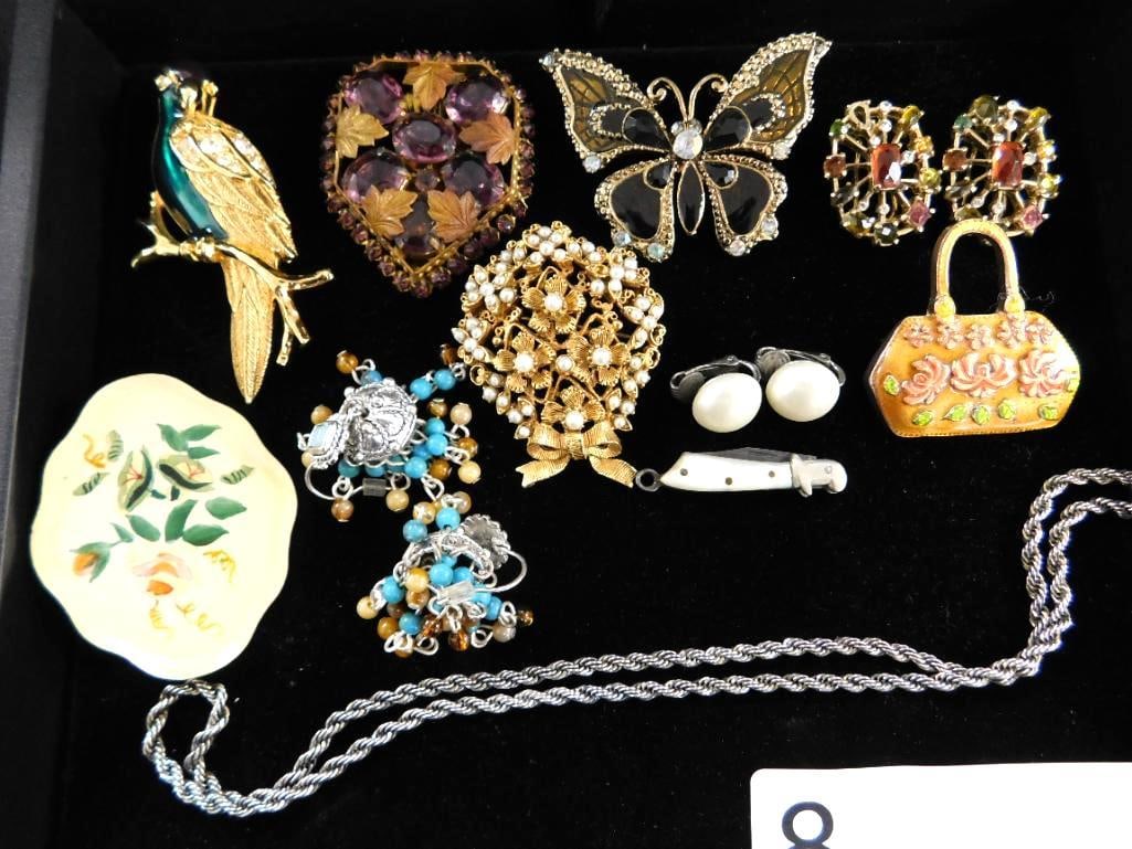 Tray Lot of Costume Jewelry: See Photos For Condition and Details