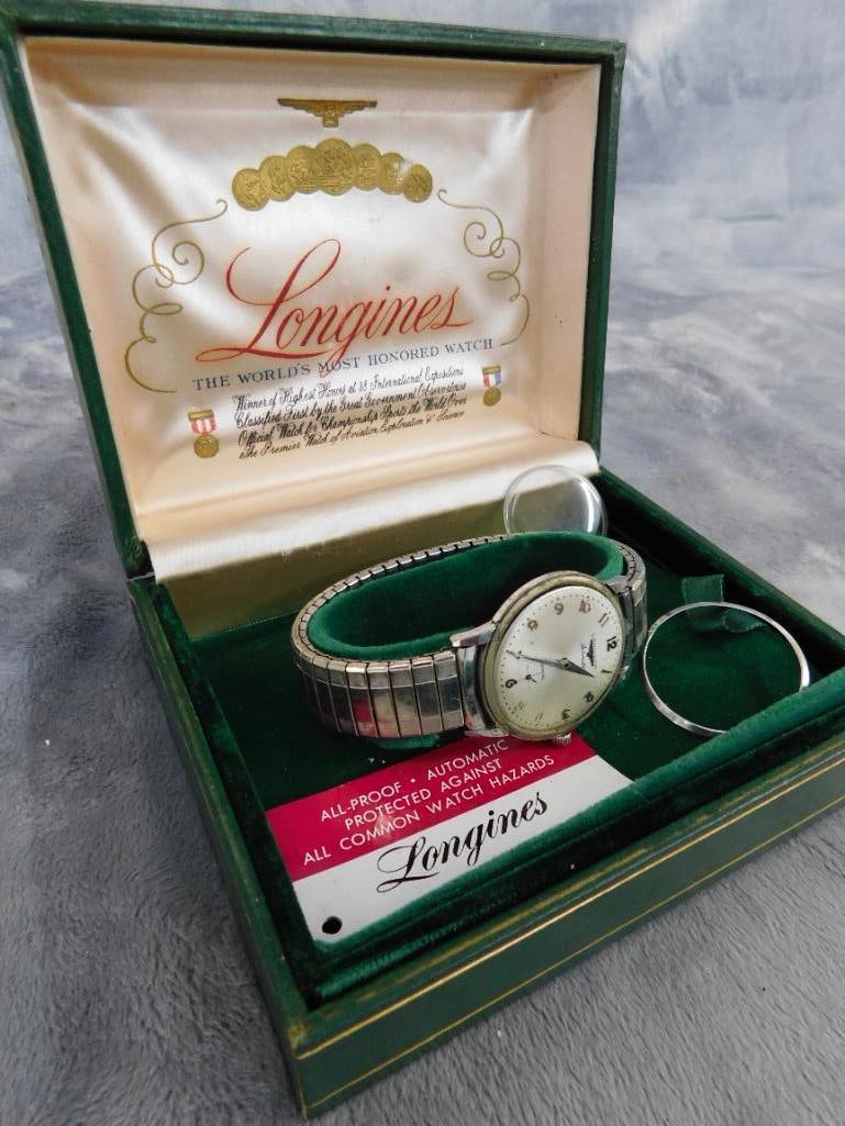 Longines Mens Wristwatch - Untested - Crystal Not Attached - Original Box: See Photos For Condition and Details
