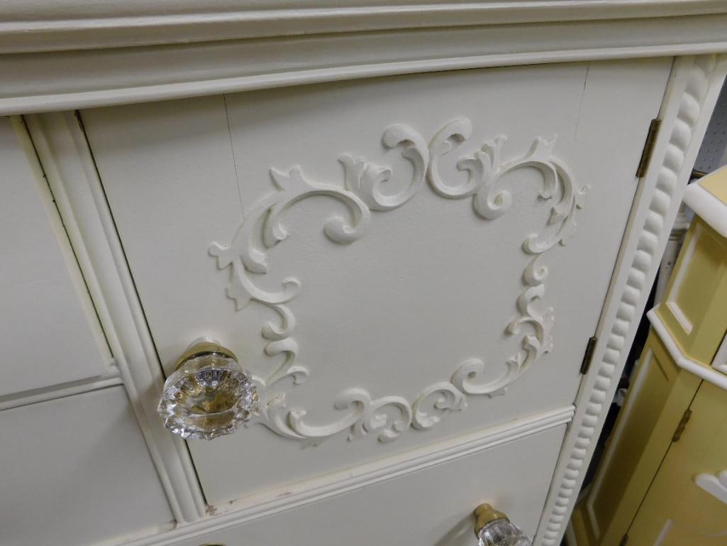 Painted Tall Dresser - 1 Door 5 Drawers - 48" x 33" x 20.5" - 10