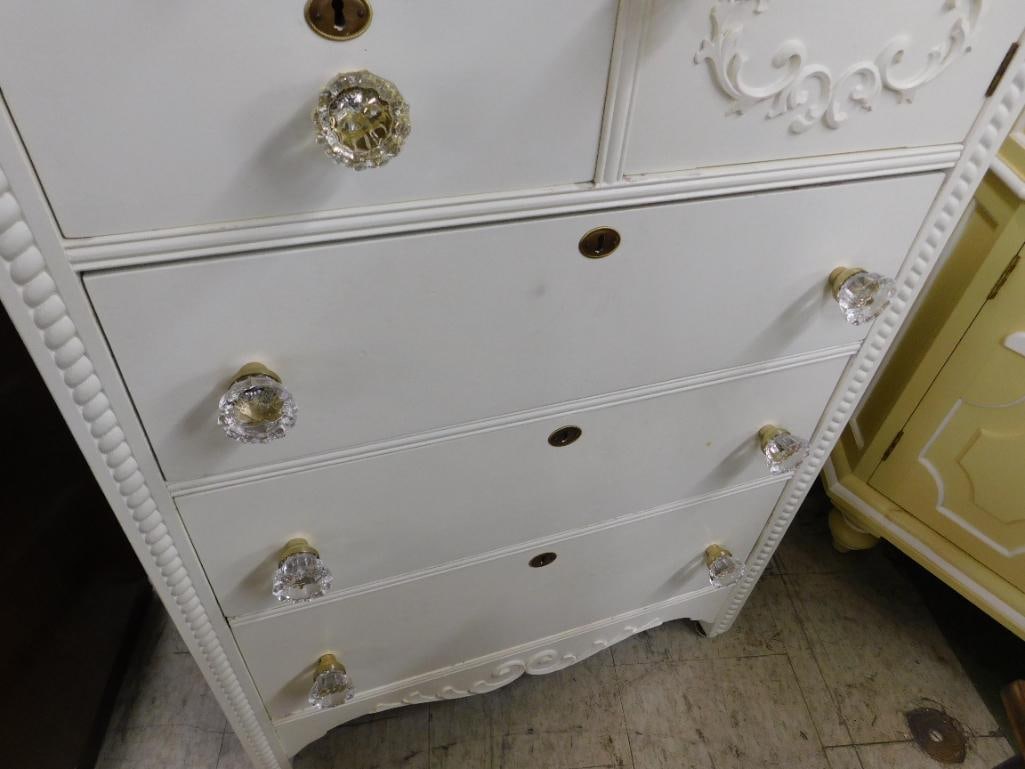 Painted Tall Dresser - 1 Door 5 Drawers - 48" x 33" x 20.5" - 11