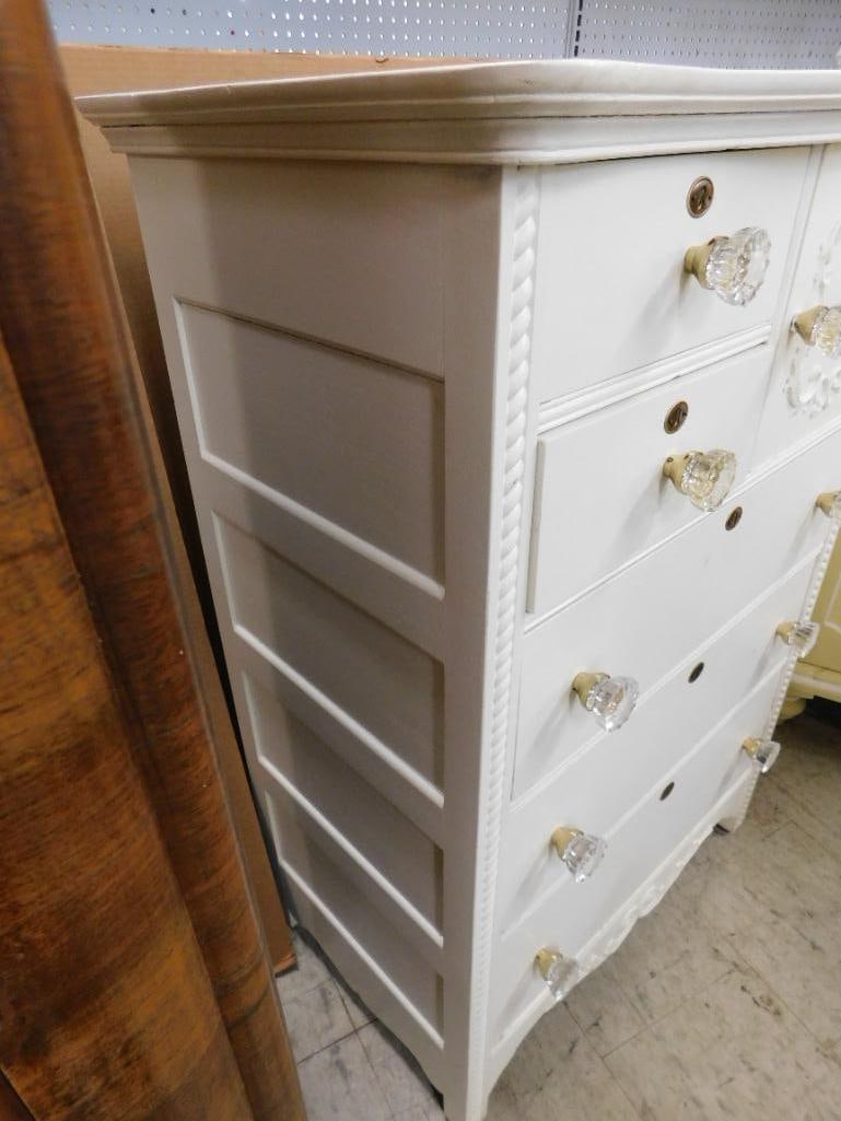 Painted Tall Dresser - 1 Door 5 Drawers - 48" x 33" x 20.5" - 3