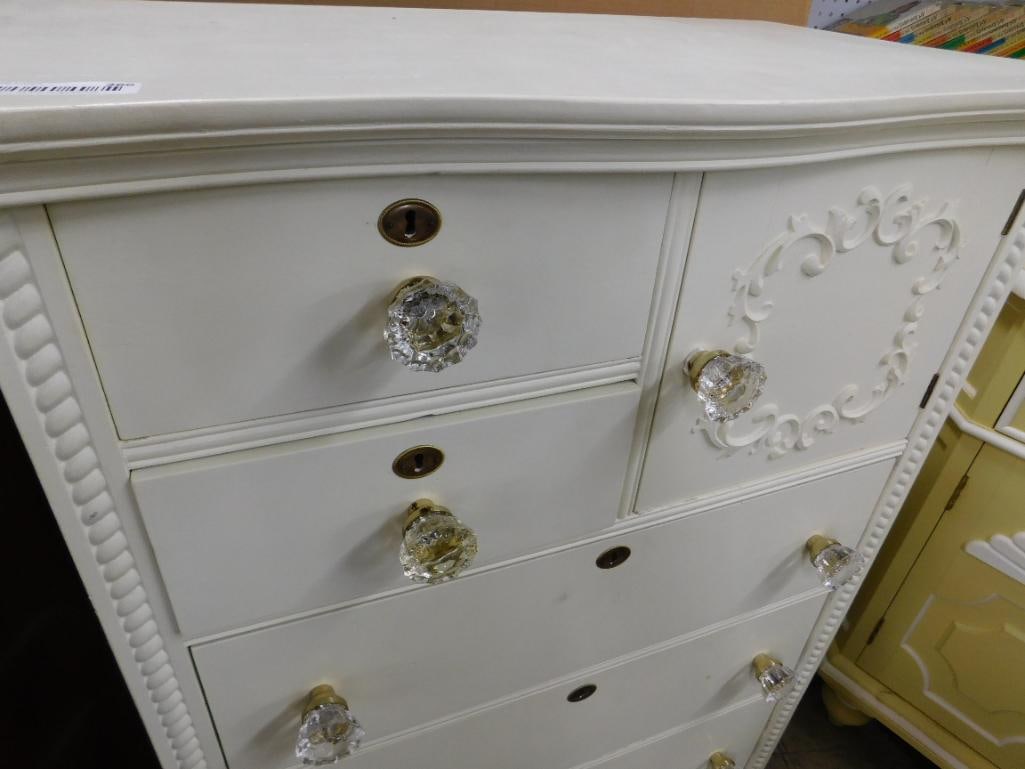 Painted Tall Dresser - 1 Door 5 Drawers - 48" x 33" x 20.5" - 4