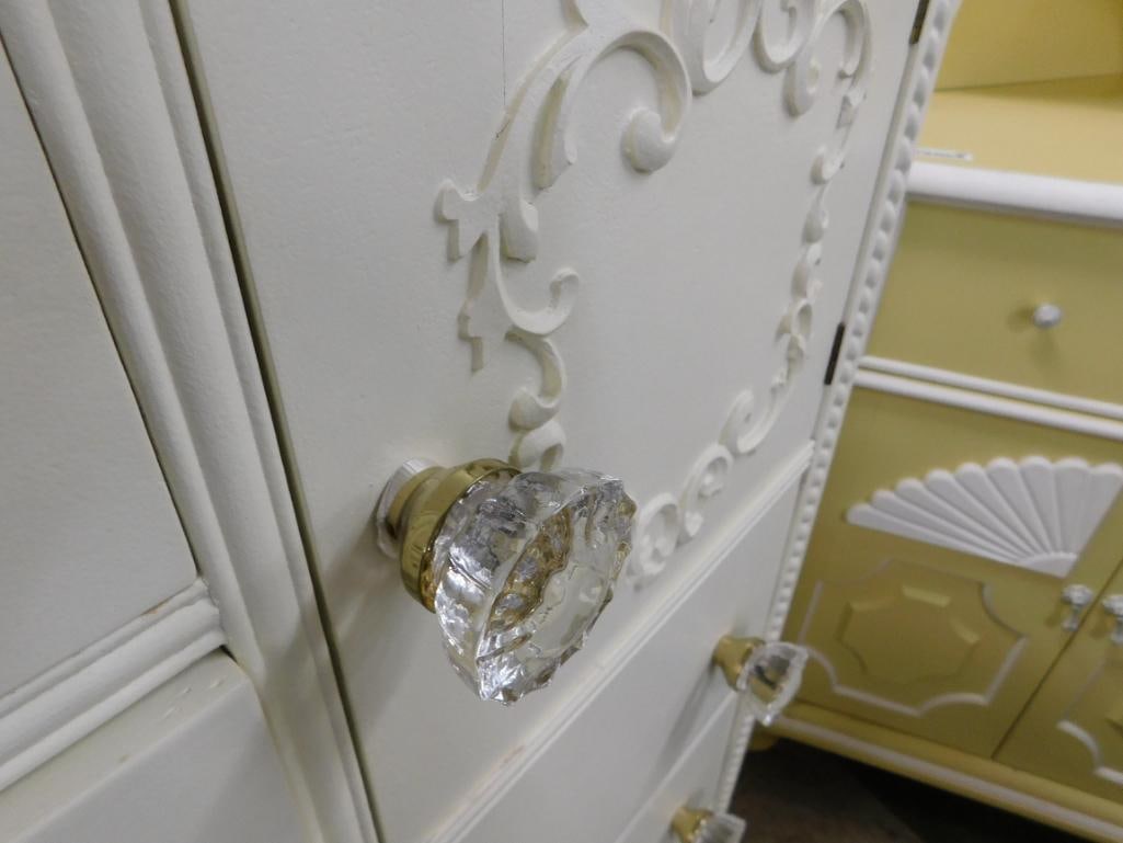 Painted Tall Dresser - 1 Door 5 Drawers - 48" x 33" x 20.5" - 5