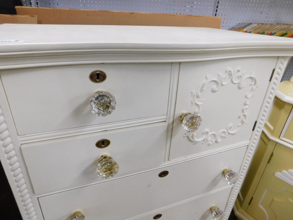 Painted Tall Dresser - 1 Door 5 Drawers - 48" x 33" x 20.5" - 7
